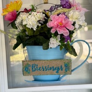 Floral Arrangement Planter Teacup Spring Wreath
